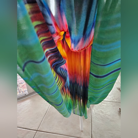 Vince Camuto Plus Size Scarf Maxi Multicolor Boho Elastic Waist Skirt - Picture 5 of 8